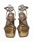 Strappy Gold Platform Heel with Ankle Strap - Julia & Santos 