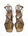 Strappy Gold Platform Heel with Ankle Strap - Julia & Santos 