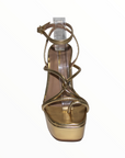 Strappy Gold Platform Heel with Ankle Strap - Julia & Santos 