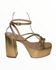 Strappy Gold Platform Heel with Ankle Strap - Julia & Santos 