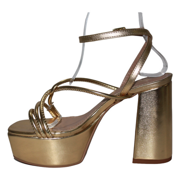 Strappy Gold Platform Heel with Ankle Strap