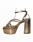 Strappy Gold Platform Heel with Ankle Strap - Julia & Santos 