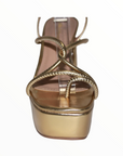 Strappy Gold Platform Heel with Ankle Strap - Julia & Santos 