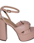 Open Toe Platform Blush Heel with Twist Detail - Julia & Santos 