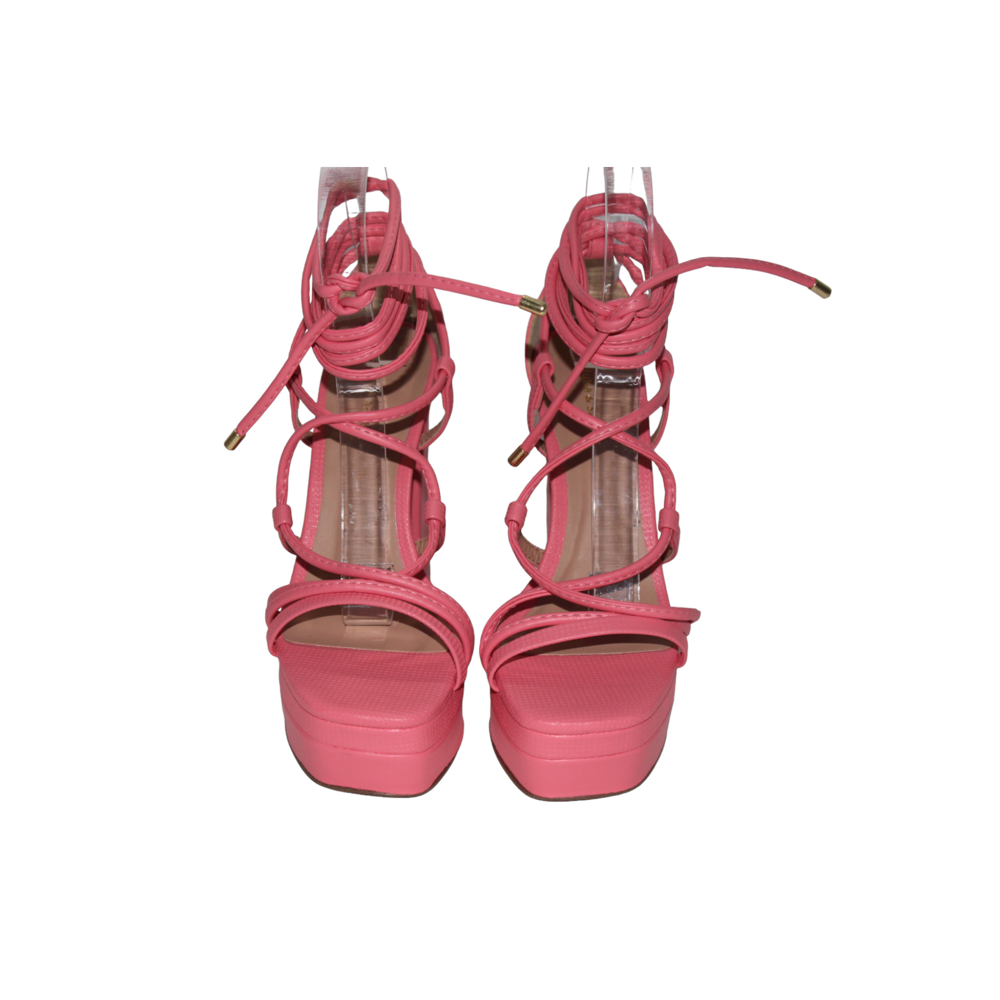 Open Toe Ankle Tie Up Platform Heels - Julia & Santos 