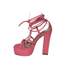 Open Toe Ankle Tie Up Platform Heels - Julia & Santos 