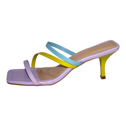 Multicolored Slip On Kitten Heel Sandal - Julia & Santos 