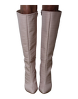 Croc Embossed Faux Leather Knee High Pointed Boots - Julia & Santos 