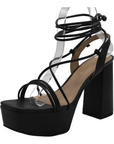 Open Toe Ankle Tie Up Platform Heels - Julia & Santos 