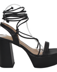 Open Toe Ankle Tie Up Platform Heels - Julia & Santos 