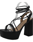 Open Toe Ankle Tie Up Platform Heels - Julia & Santos 