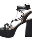 Open Toe Ankle Tie Up Platform Heels - Julia & Santos 