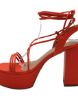 Open Toe Ankle Tie Up Platform Heels - Julia & Santos 