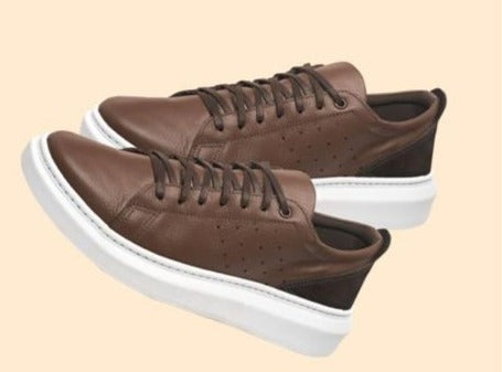 Brown and White Leather Sneakers - Julia &amp; Santos 