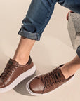 Brown and White Leather Sneakers - Julia & Santos 