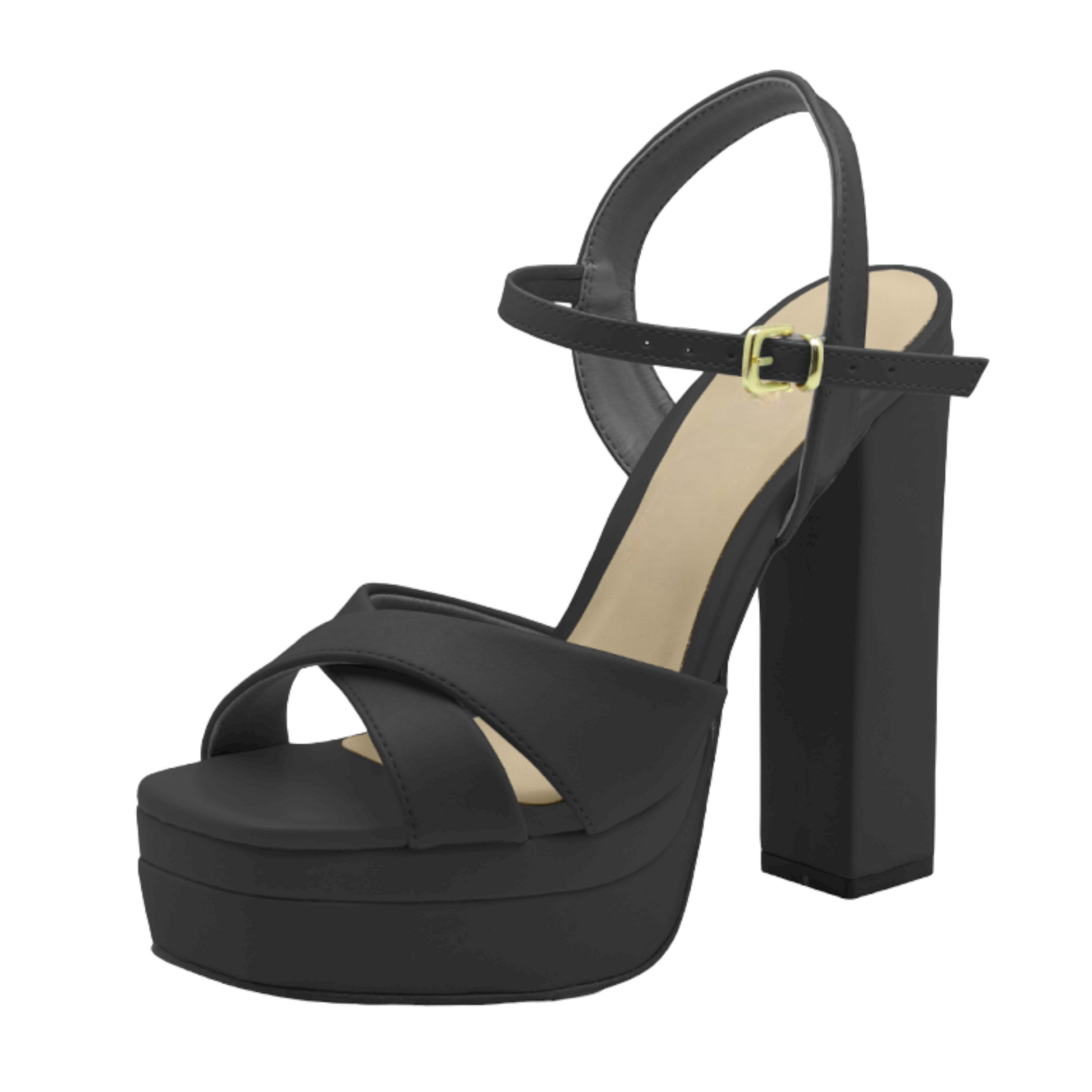 Open Toe Gold Platform Heel with Ankle Strap - Julia & Santos 