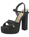 Open Toe Gold Platform Heel with Ankle Strap - Julia & Santos 