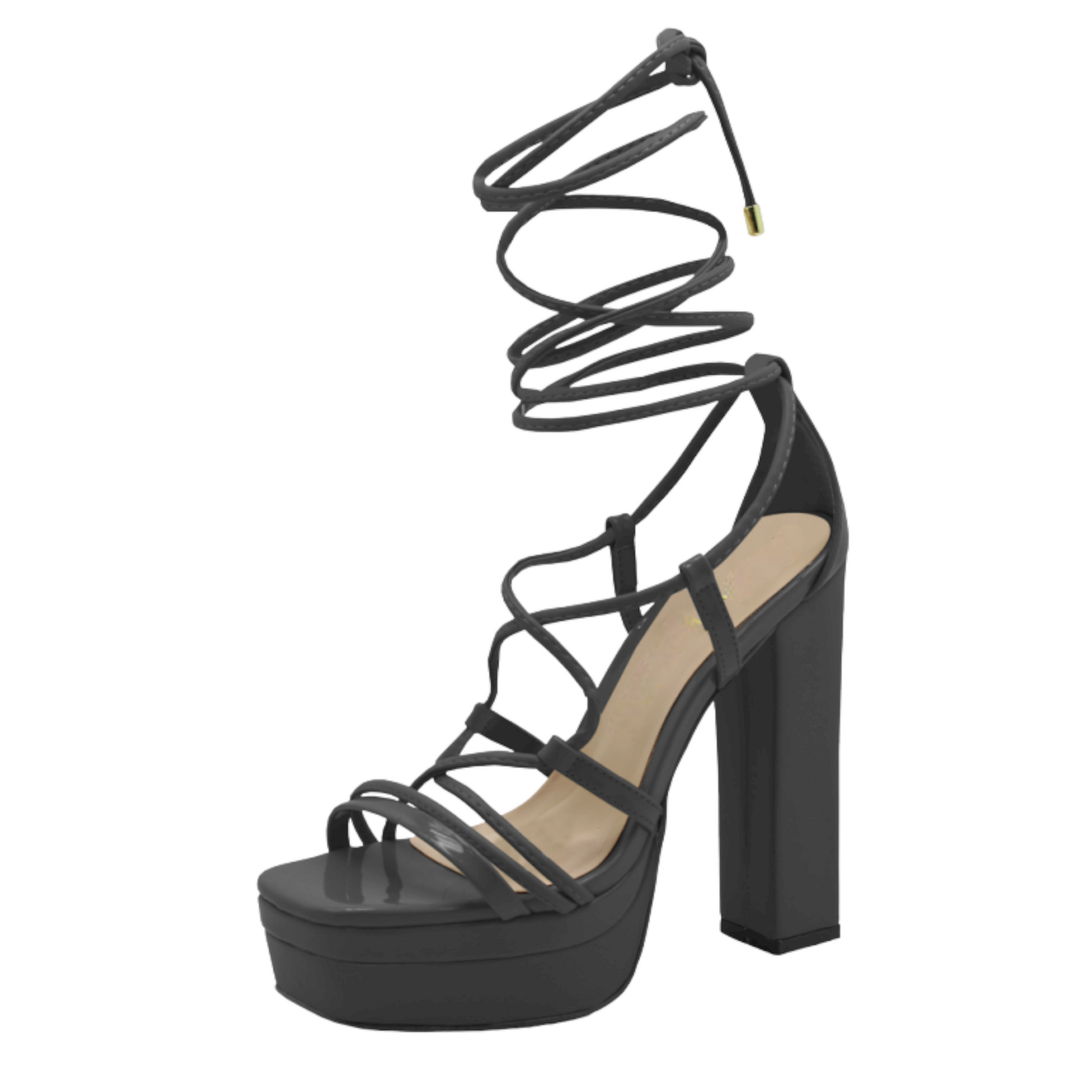 Open Toe Ankle Tie Up Platform Heels - Julia & Santos 