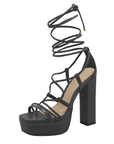 Open Toe Ankle Tie Up Platform Heels - Julia & Santos 